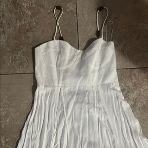 Zara White Pleated Dress